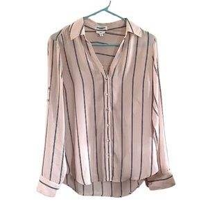 Express Pink Light Weight Striped Button Down Shirt - Slim